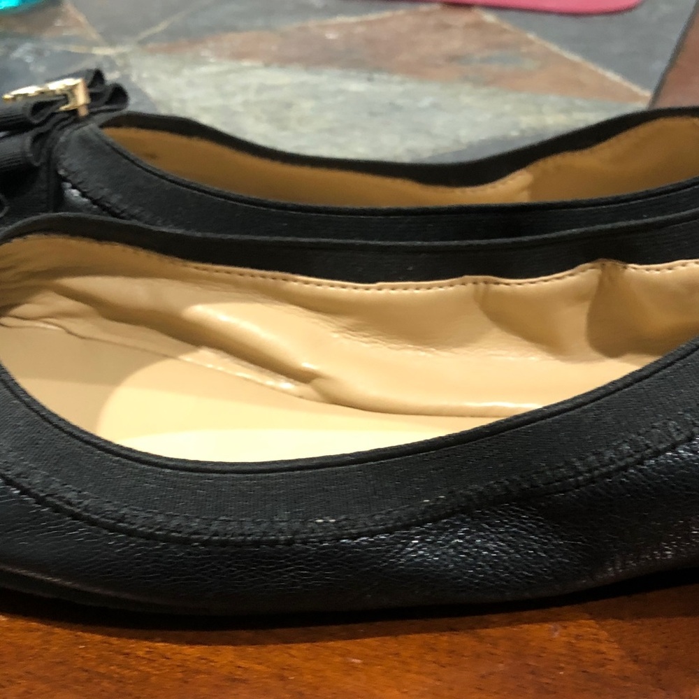 Michael Kors Fulton Ballet Flats Black Sz 10 leather and patent leather Bow&Logo - Picture 15 of 16